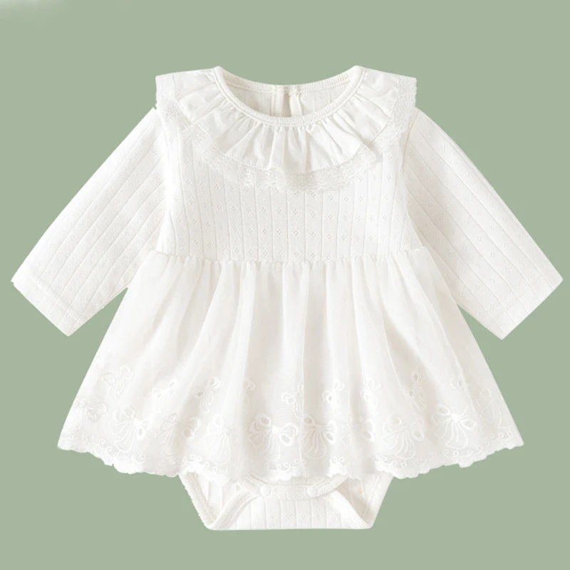 2025 New Autumn 0-24M Children Clothes Korean Style Climbing Suit Long Sleeved Cotton Solid Color Newborn Baby Girls Bodysuits