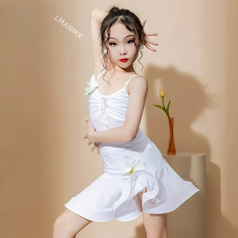 2025 라틴 댄스 드레스 소녀 연습복 신상 가을 겨울 어린이 공연용 큰 치마