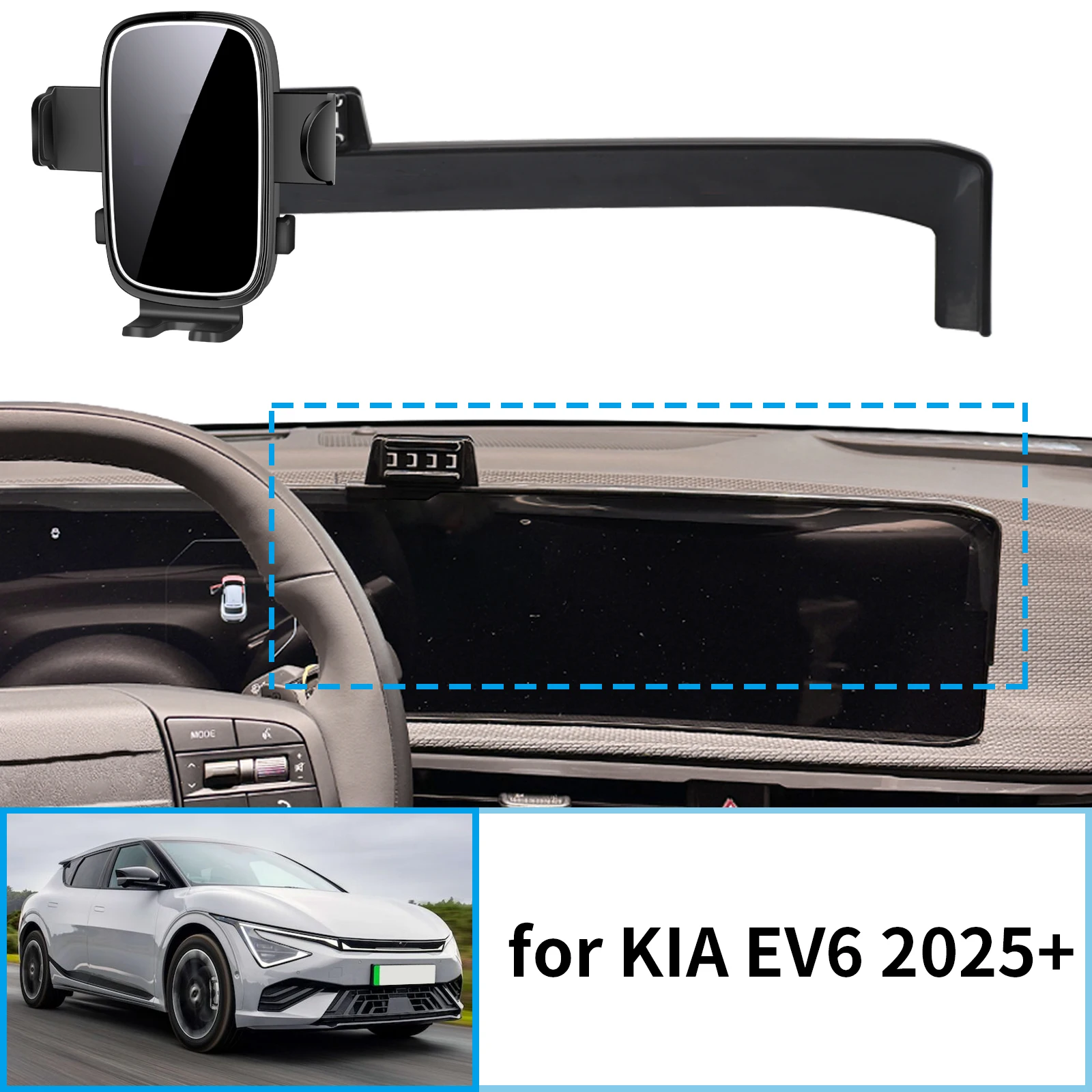 

fit for KIA EV6 2025 2026 2027 Phone Holder Stable Clip-On Phone Holder​​ Mount Screen Base No Vibration​ Car accessoires