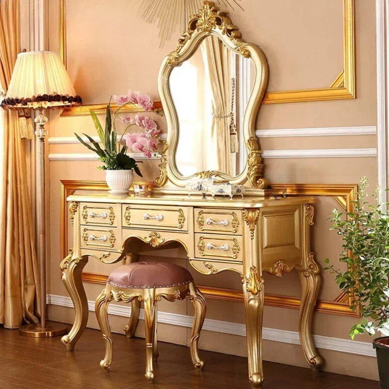 

Modern Nordic Vanity Table Luxury Desings Wood European Drawer Dressing Table Mirror Princess Tocador Maquillaje Salon Furniture