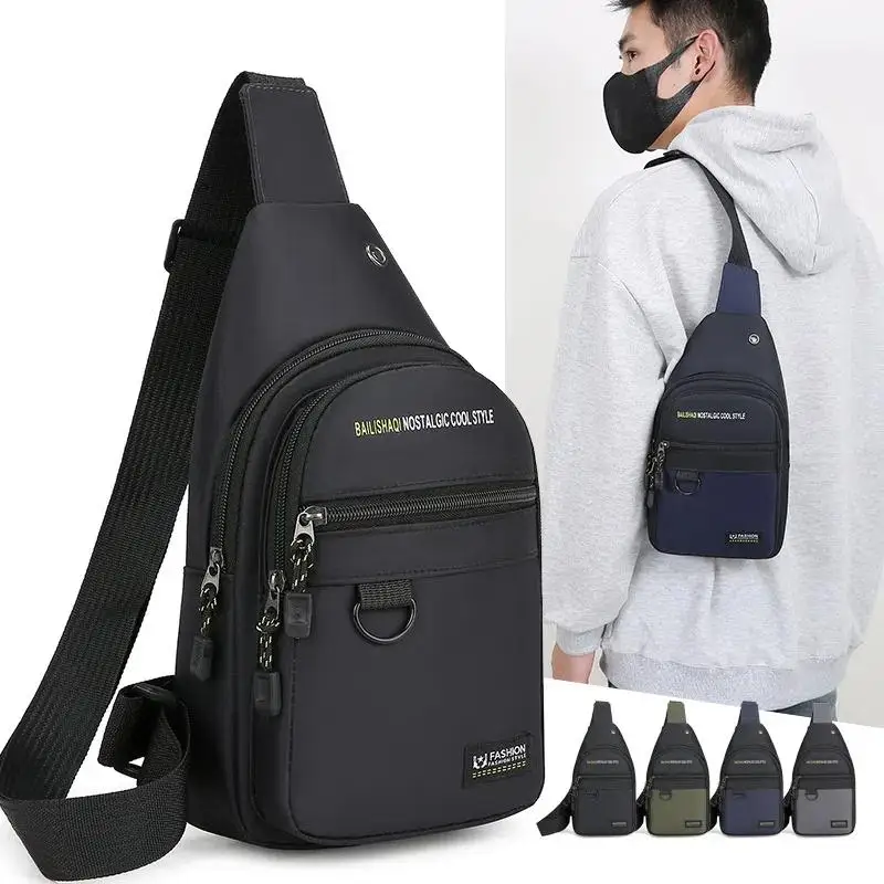Bolsa de peito masculina moda um ombro crossbody bolsa grande capacidade esportes ao ar livre bolsa para celular