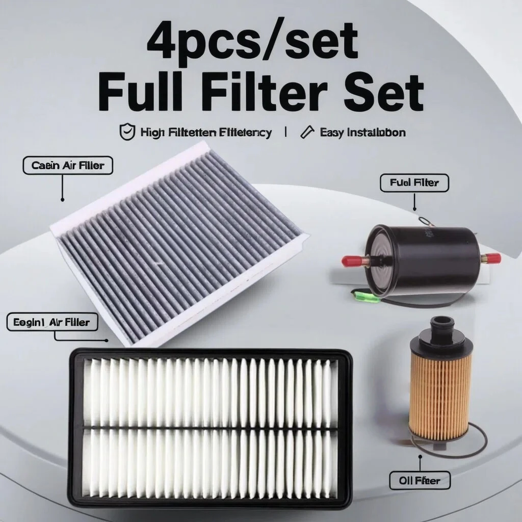 4pcs Filter Set For CHERY TIGGO 5(T21) 1.5T 2014-/COWIN Kaiyi X5 2017 Car Engine Cleaner Cabin A/C Fresh Air Fuel Oil Filter