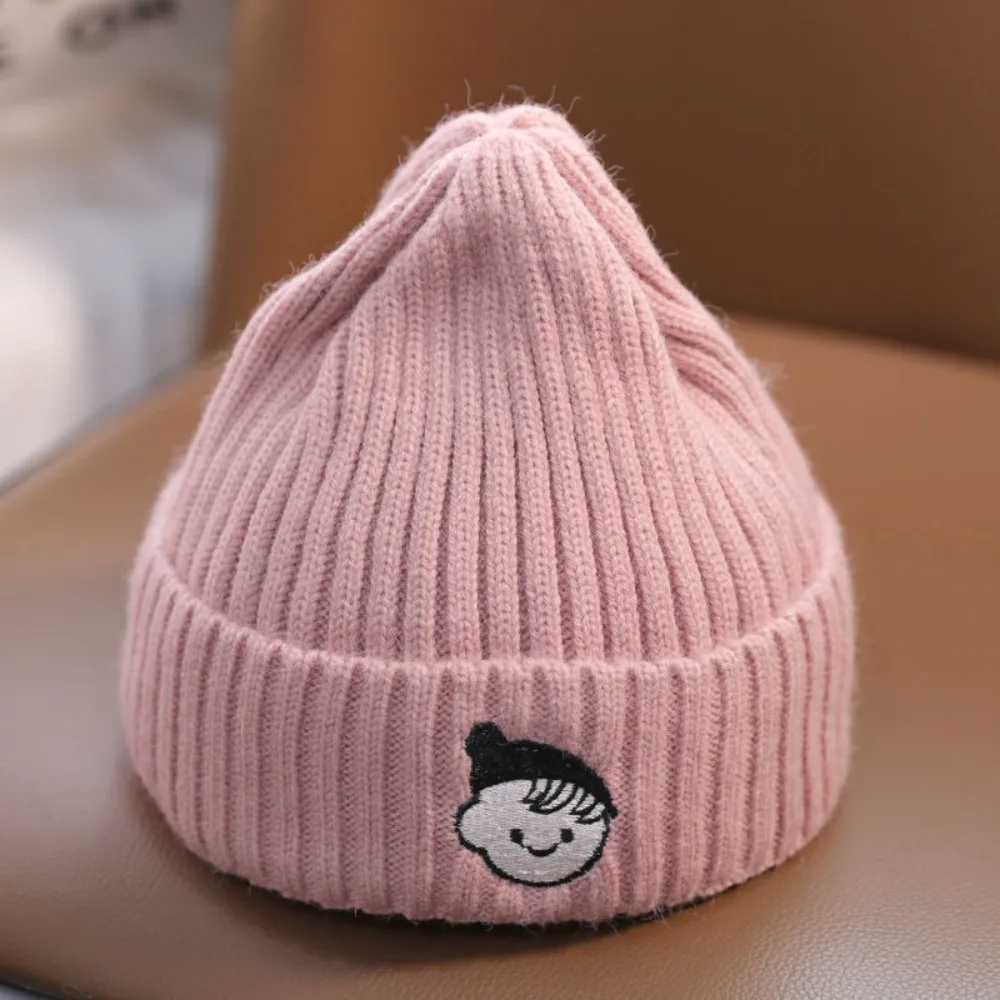 

New Thickened Children's Warm Hat Winter Warm Knitted Bonnet Caps Embroidery Newborn Pullover Hat Outdoor