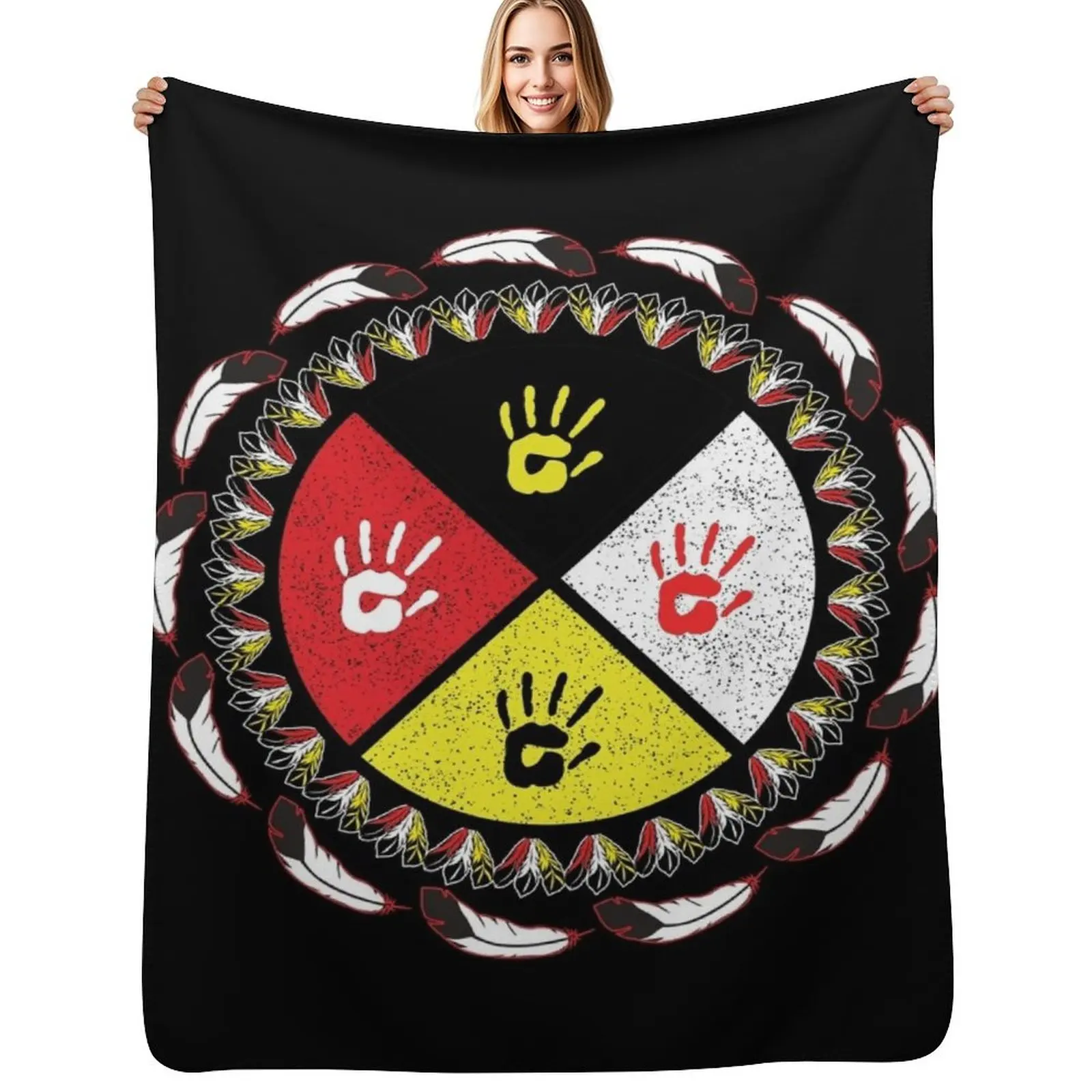 

Native American Medicine Wheel - MMIW Throw Blanket Warm Comfortable Blanket Gift for Parents Friends