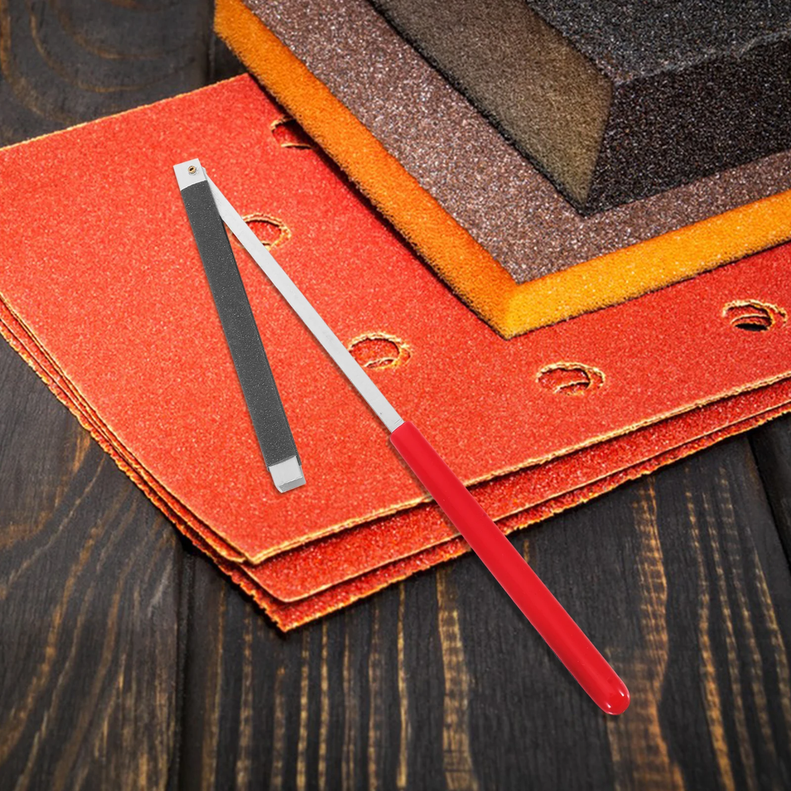

Sandpaper Holder Large Flat Plastic Handle Square Shape Secure Fixation Manual Red Bits Replaceable Stick Handheld Tool Guitar