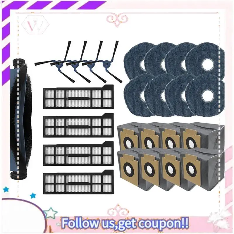 A50F-Compatible For Eufy X10 Pro Omni Robot Vaccums Roller Side Brush Hepa Filter Mop Rag Dust Bag Accessory Spare Part