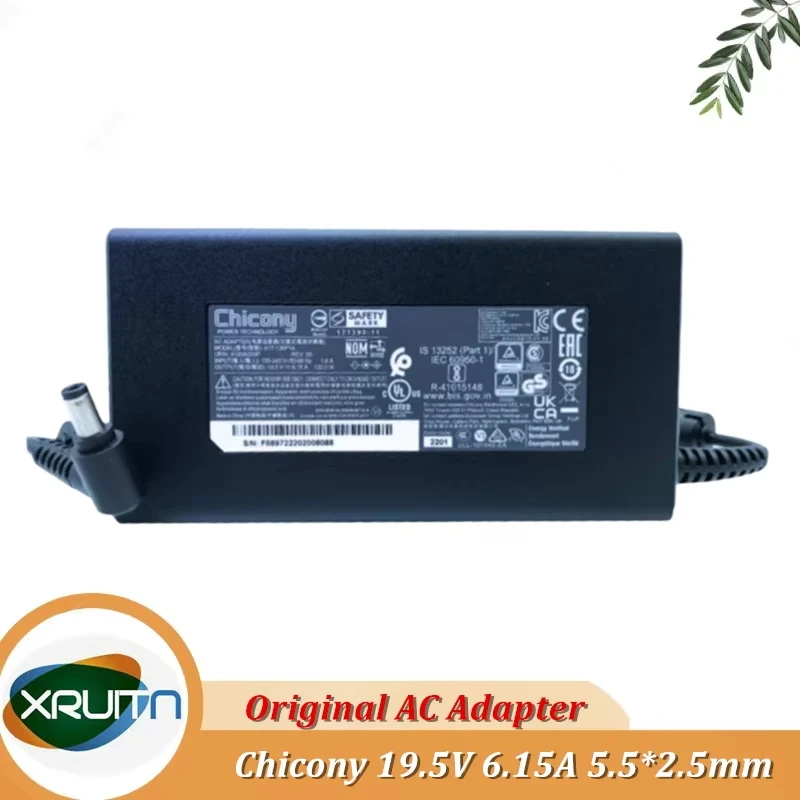 

Original Chicony A17-120P1A 19.5V 6.15A 120W Laptop Adapter Charger For Gigabyte Aorus 15P XC RTX 3070 For MSI PE70 6QE-035US