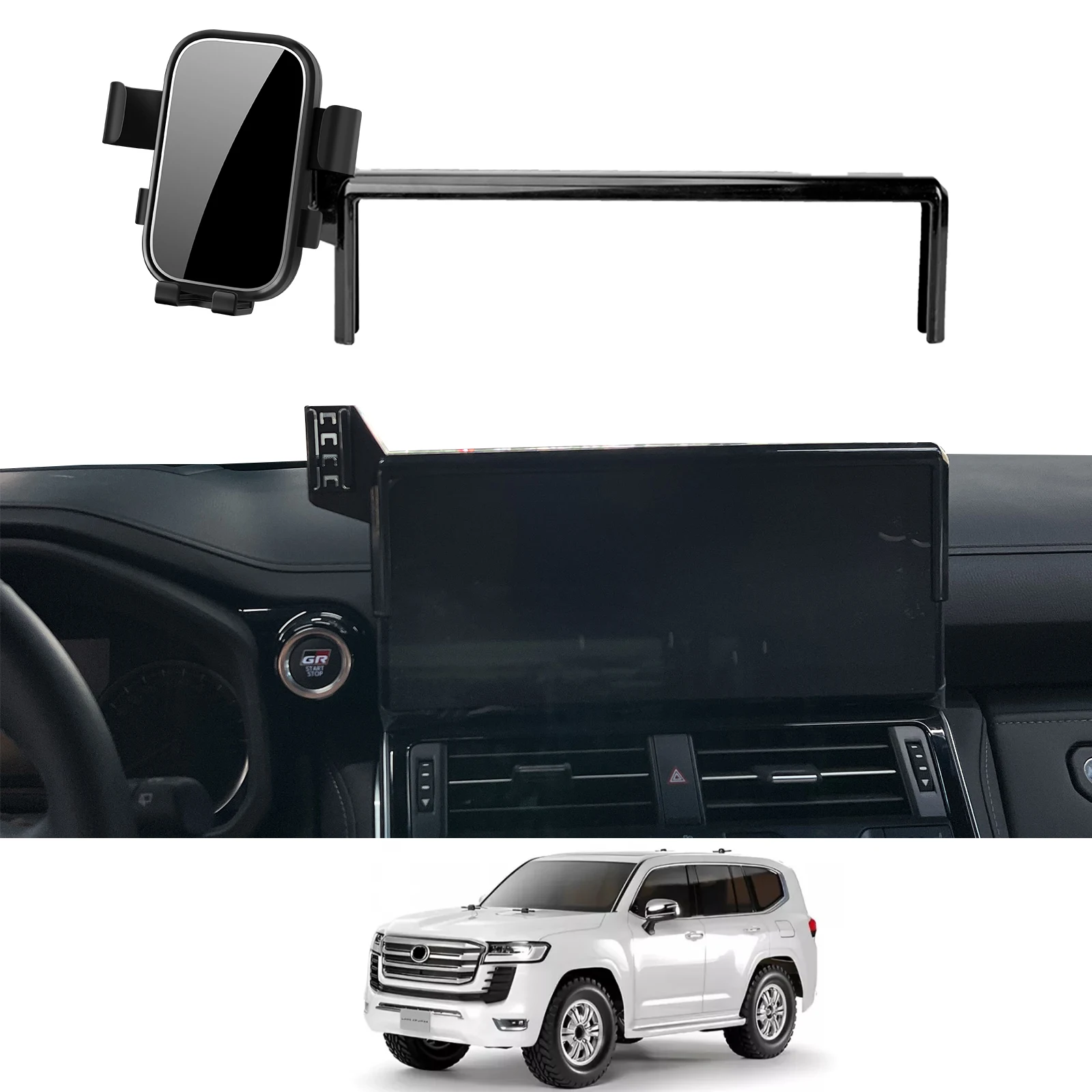 Car Mobile Phone Holder for Toyota Land Cruiser LC300 2022 2023 2024 (Screen Without USB) GPS Bracket Navigation Stand Auto