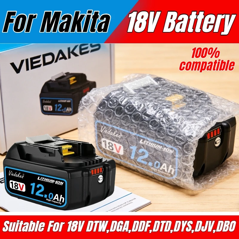 

100% Original for Makita 18V battery，18V 8Ah/10Ah/12Ah Rechargeable Battery for Makita drill DGA404 DTW700 DHR202 DJV182 DDF487