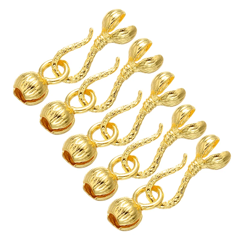 ZHUKOU 5PCS Brass Cubic Zirconia Gold color Clasps Hook for Necklace and Bracelet Diy Jewelry Findings Accessories Model: PK1