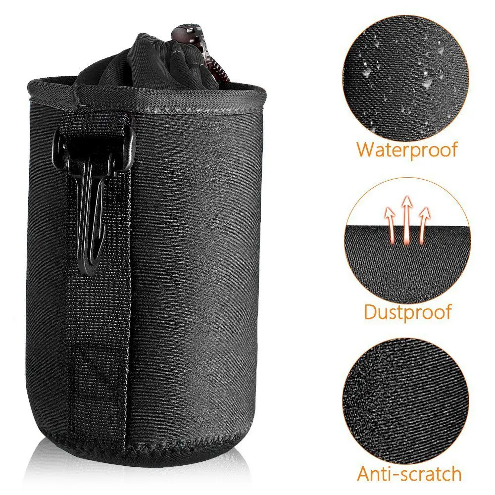 4PCS Camera Case Lens Pouch Set Lens Case Small Medium Large and Extra Large for DSLR Camera Lens Bag Pouch Shockproof