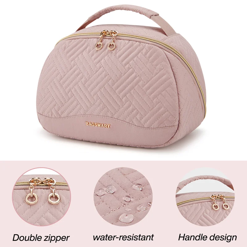 BAGSMART Toiletry Bag for women Waterproof Travel Makeup Bag with Large Opening Comestic Bag T for Toiletries Accessories