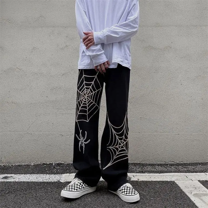 Vintage Y2k Women Black Wide Leg Pants Spring Autumn New Streetwear Fashion Pocket Hip Hop Loose Sports Casual Trousers 2023