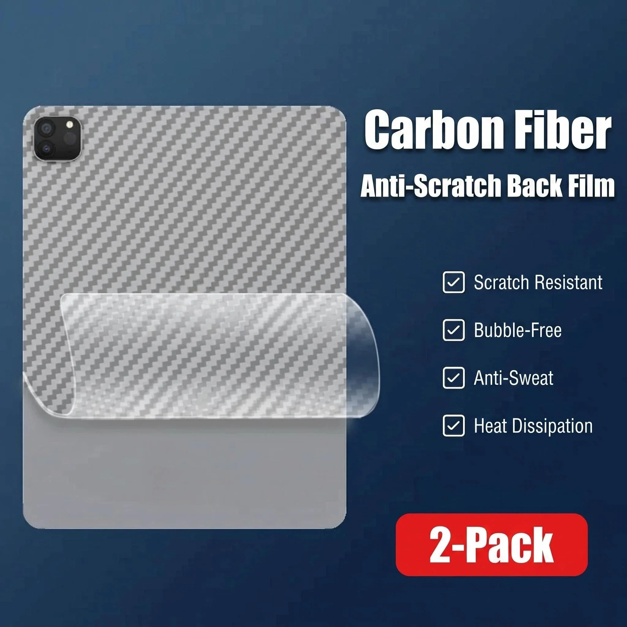 2Pcs Carbon Fiber Film For Apple iPhone iPad Pro 11 13 2024 Back Screen Protector For iPad Pro Protective Film