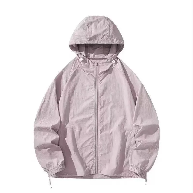 Premium Lightweight Ice Silk Men's Summer Sun Protection Hooded Outerwear, Breathable UV-Proof Long Sleeve Zipper Jacket