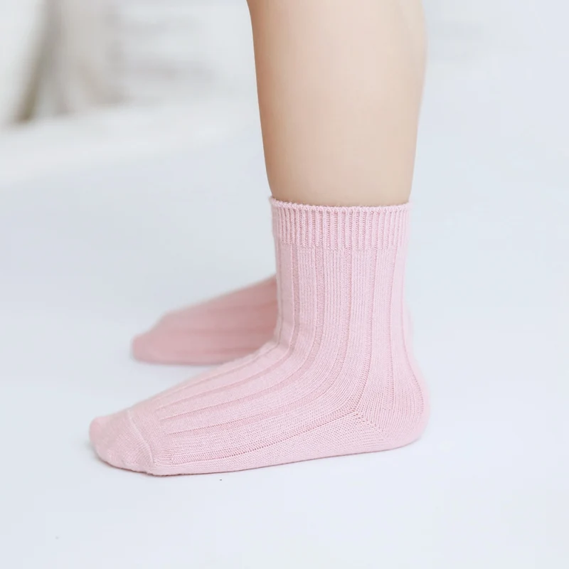 1 Pair Children Socks Short Breathable Cotton Double Needle Solid Color Toddler Baby Pink White Yellow Gray Black Casual Socks