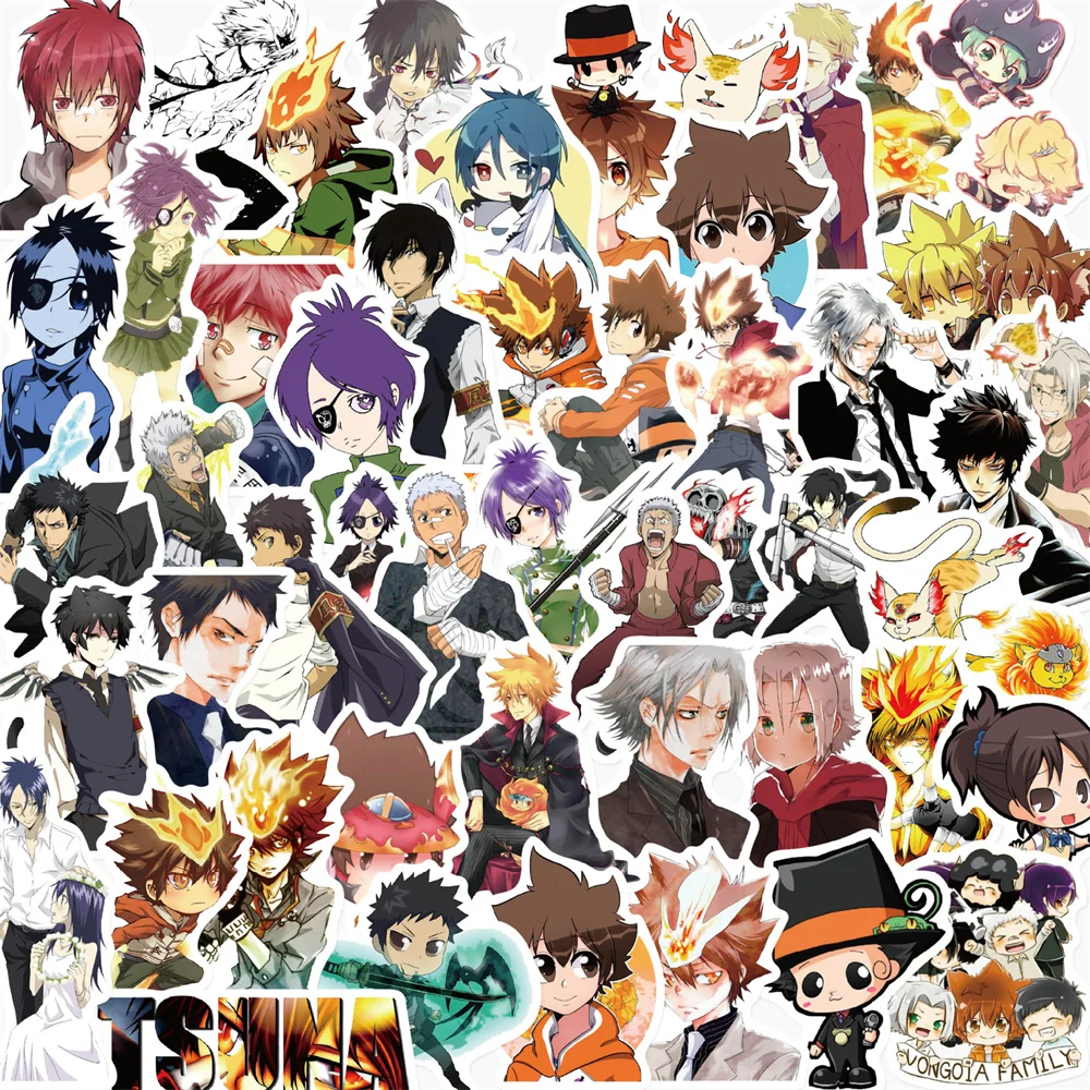 50PCS Riman Tutor Hitman Reborn! Graffiti Waterproof Sticker Cartoon Decoration Hot Blood Character Series Helmet