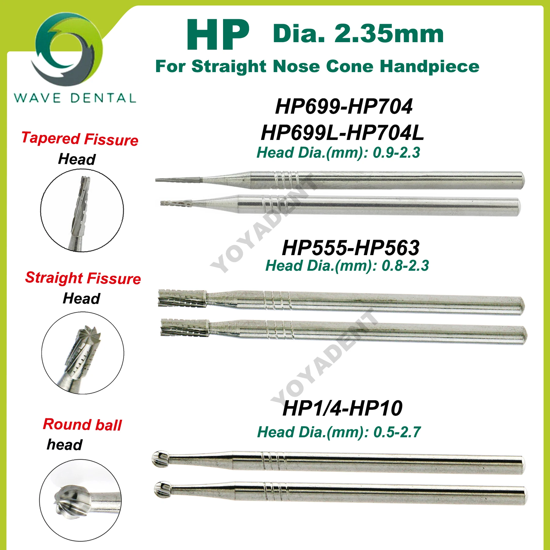 

WAVE Dental Burs HP Tungsten Carbide Burs For Low Speed Straight Nose Cone Handpiece Dentist Tools 5Pcs/Pack