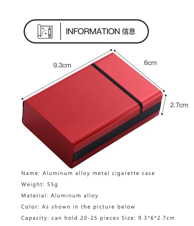 Automatic bomb cover cigarette case 20 sticks protective shell aluminum alloy cigarette case metal glossy Cigarette Storage Box