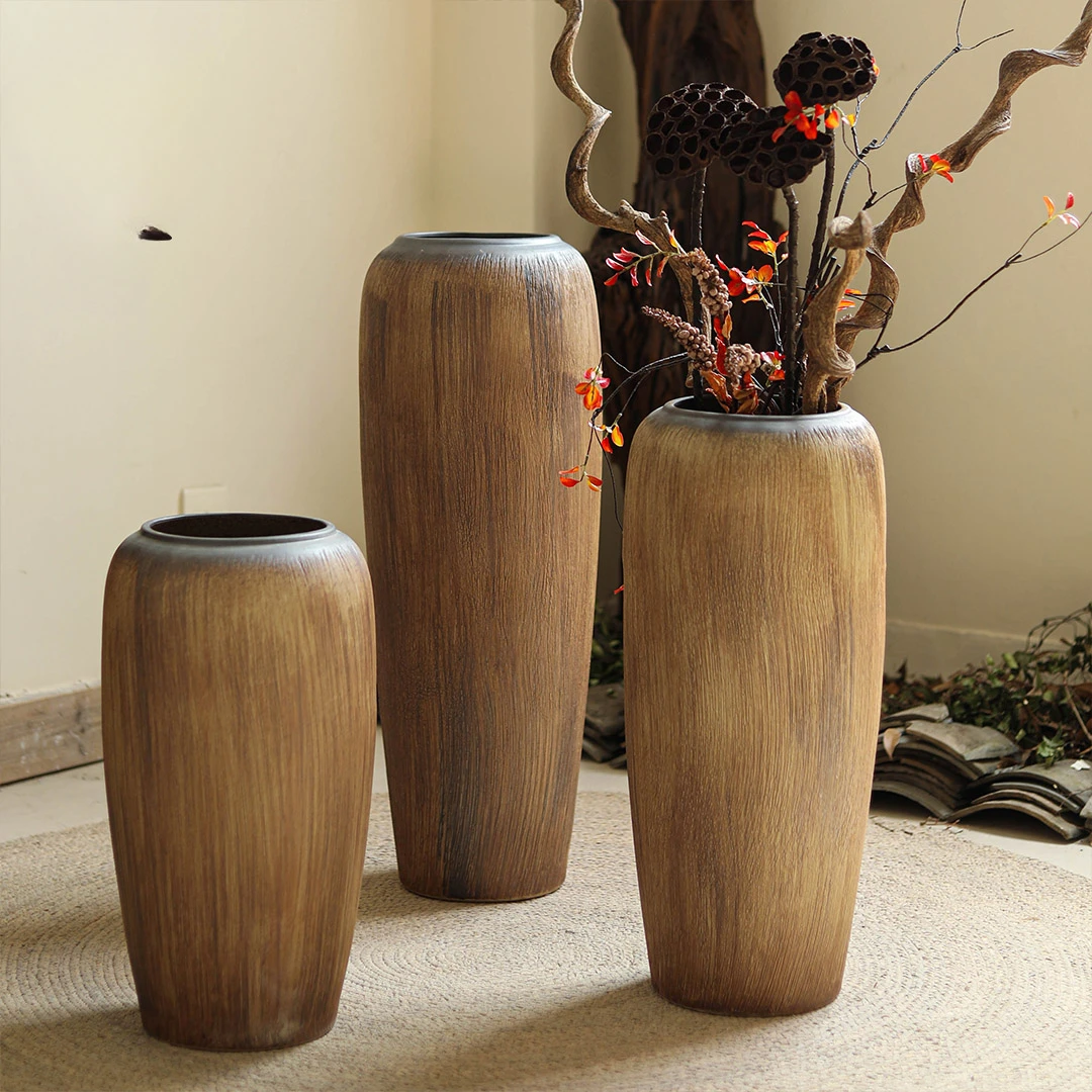 The product can be customized.Floor to floor ceramic vase, living room, dry flower, ceramic jar, homestay, coarse ceramic