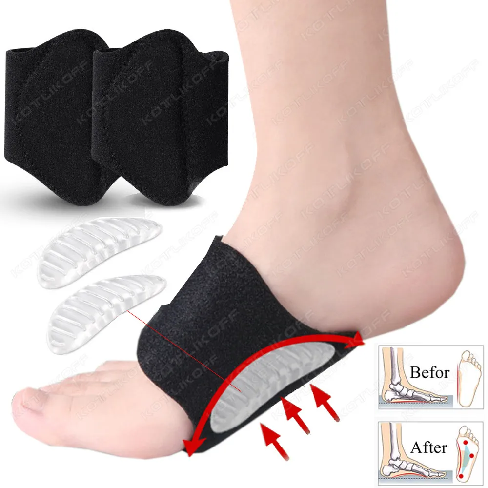 1Pair Arch Pad Support For Flat Foot Correction High Arch Cushioning Plantar Fasciitis Pain Relief Foot Pads Orthopedic Insole