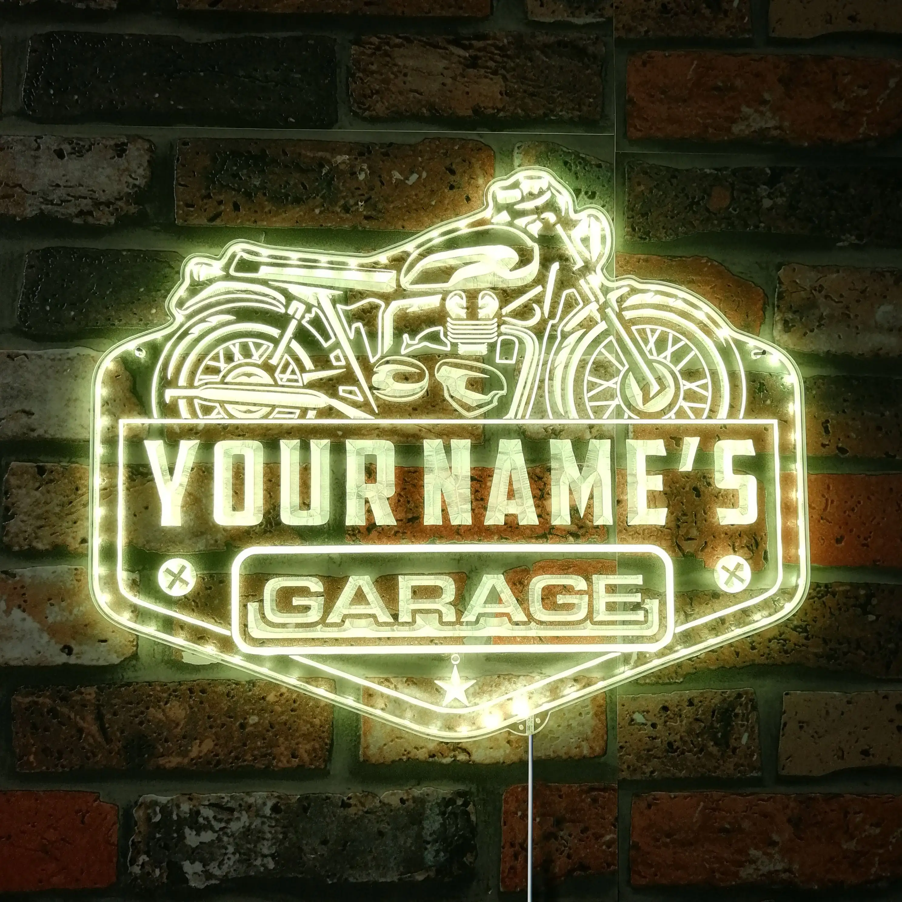 Personalized Motorcycle Garage RGB Dynamic Glam LED Sign st06-fnd-p0060-tm