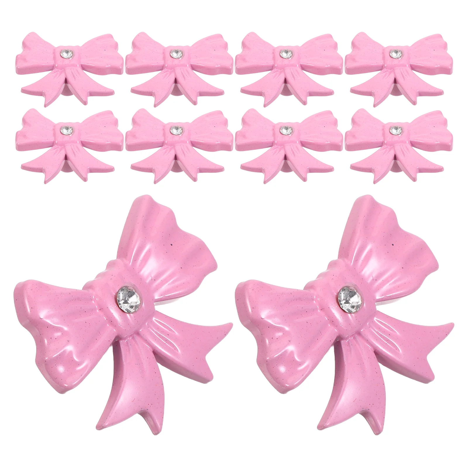 

10Pcs Decorative Pulls Pink Bow Knob Handles Zinc Alloy Single Hole Cabinet Hardware for Nursery Dresser Kitchen Closet