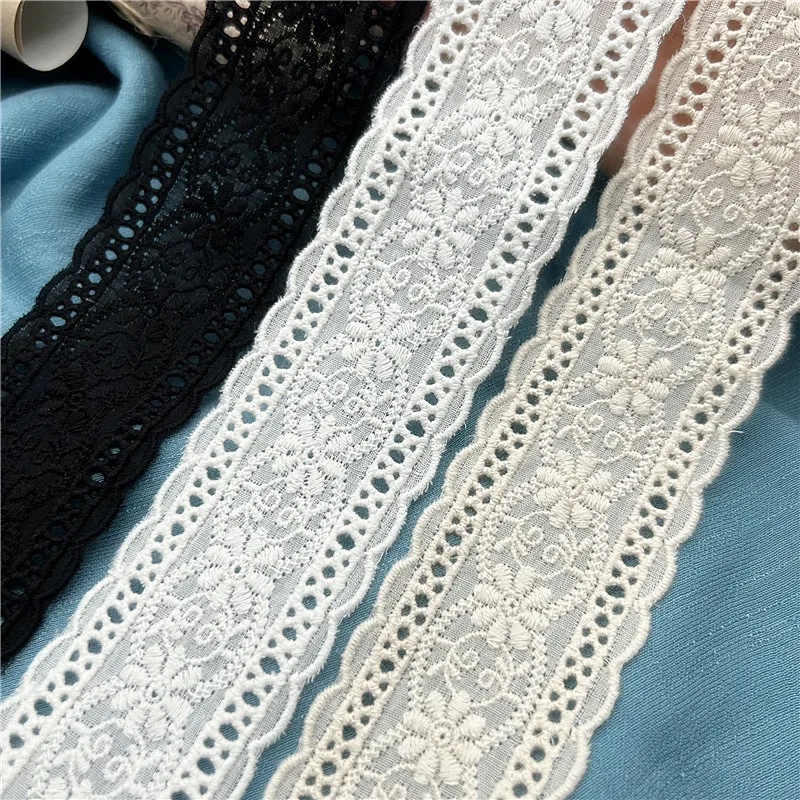5Yard/Lot Breite 4,5 CM Baumwolle Bilateralen Bestickte Spitze Trim kinder Kleidung Kleid Kragen Dekorative Hause Stoff – Detail 5