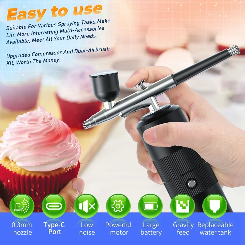 Plastic Oxygen Injector Protable Airbrush For Nails Art Paint Air Compressor Nano Fog Mist Spray Manicure DIY Cake Sprayer