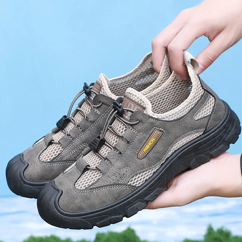 Men's Hiking Shoes Breathable Mesh Outdoor Trekking Summer Lightweight Non-Slip Casual Walking Shoes Fast Delivery 2025
