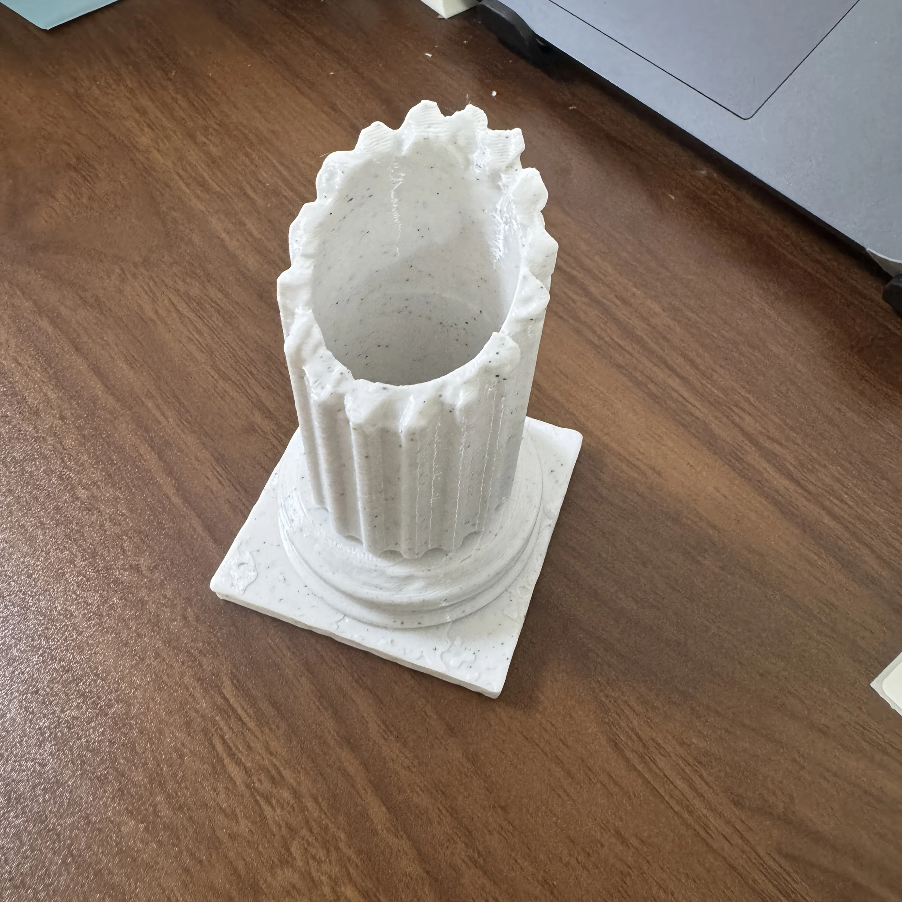 Roman Column Pen Holder, Marble-Patterned Plastic Desktop Organizer for Storing Pens, Brushes, and Office Supplies, Vintage Home and Office Decorative Storage
