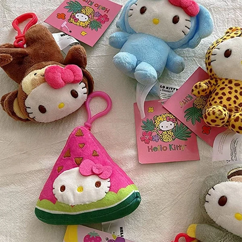 

Kawaii Sanrio Hello Kitty Plush Doll Cute Cartoon Anime Bag Pendant Soft Accessories for Backpack Purse Keychain Girls Gift Toys