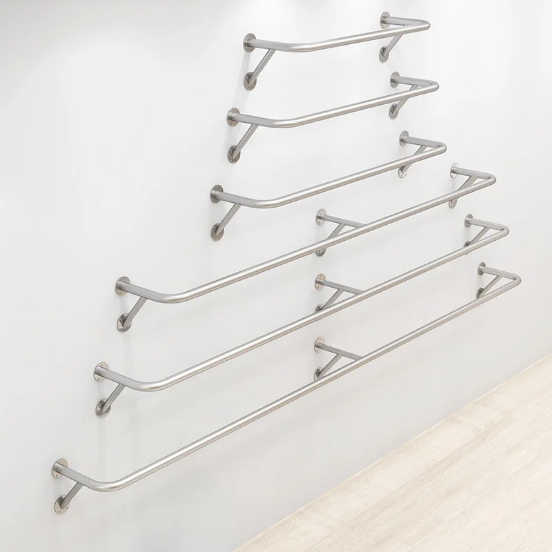 Women's clothing store on the wall clothing display rack Wall-mounted stainless steel brushed silver children's clothing