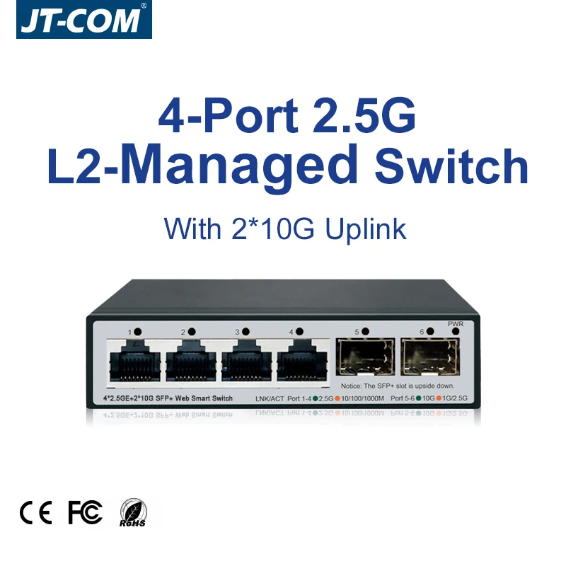 switch-ethernet-gestito-smart-jt-com-25gbe-4-porte-rj45-2500mbps-gestione-web-2-slot-sfp-10g-switch-per-home-lab