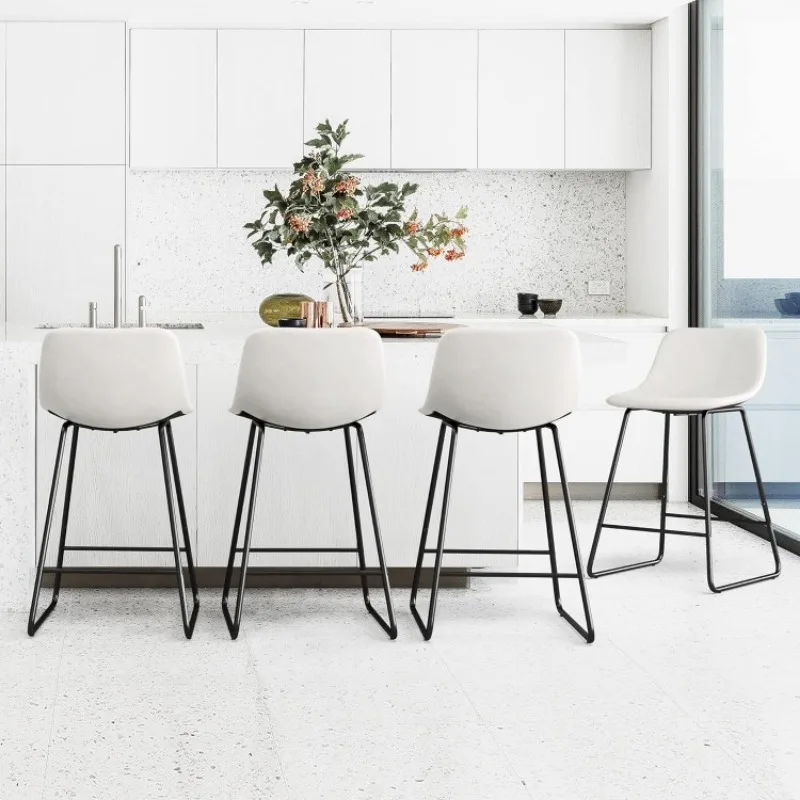 

Bar Stools Set of 4,30" ALX Faux Leather Barstools,Modern Counter Height Stools with Back and Metal Legs, Armless Counter Chairs