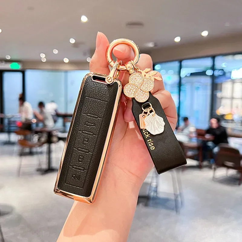 Leather Car Remote Key Case Cover Protect Shell Bag For Great Wall Tank 300 Wey Coffee 01 VV7 Weipai Wey VV6 VV7GT VV5 Bestwey