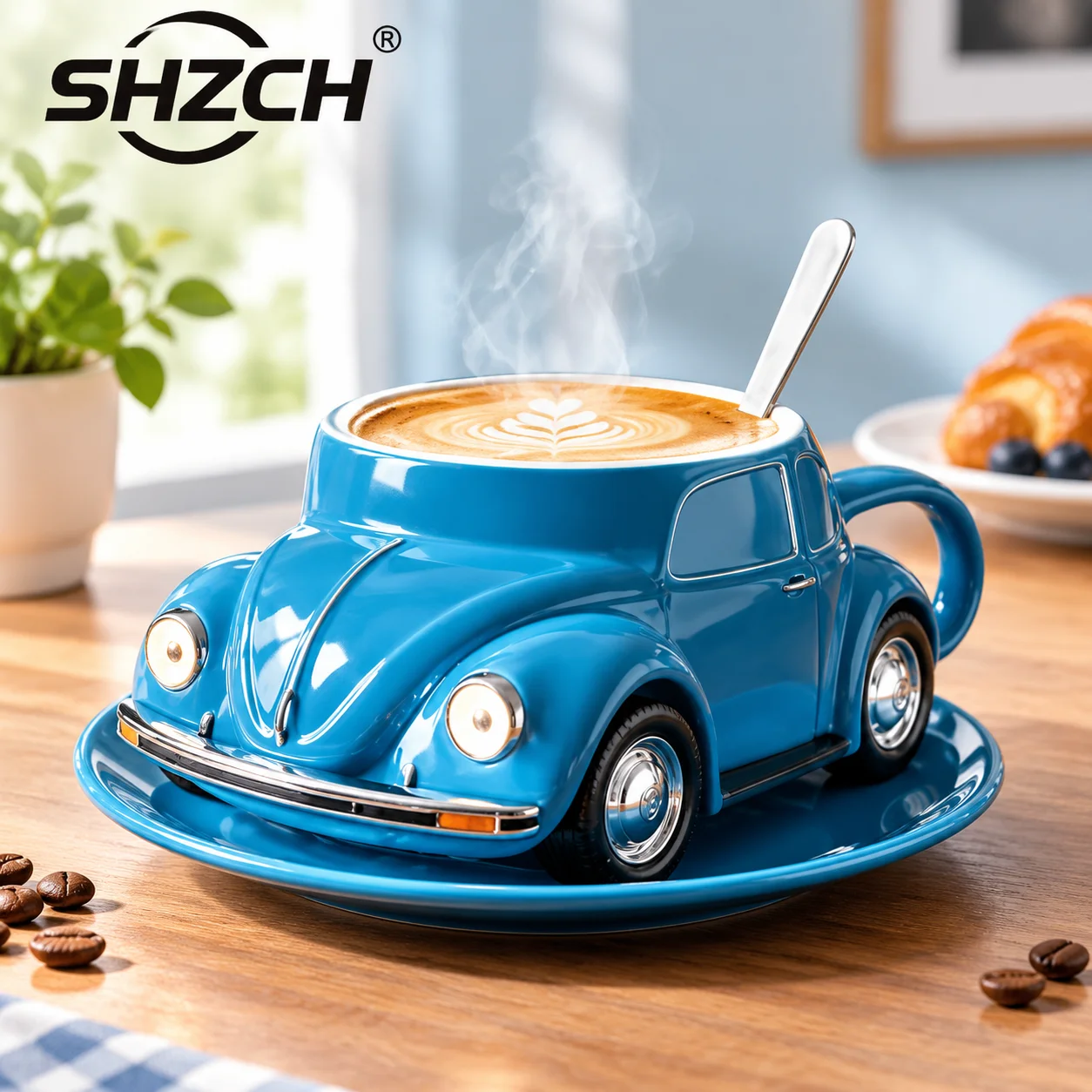 Gifts Funny Beetle Shaped Coffee Mug Unique Novelty Beetle-Shaped Coffee Cup Handmade Car Shaped Drink Mug for Desktop Ornament