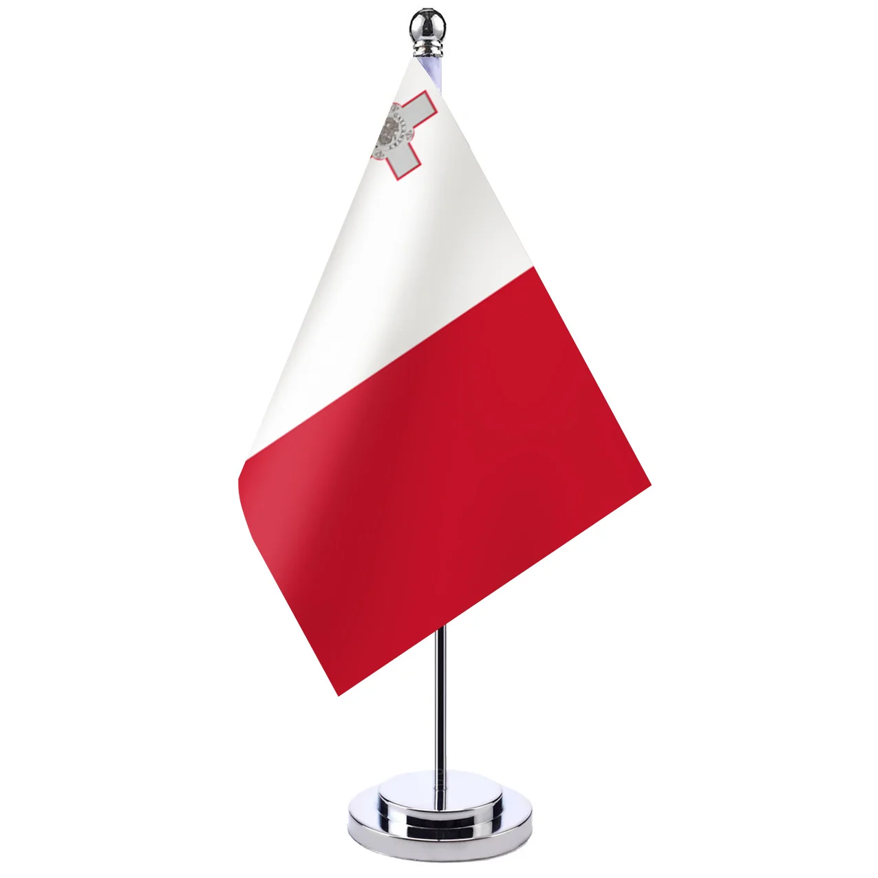 KAFNIK,Malta Office table desk flag with gold or silver metal flagpole base 14*21cm country flag