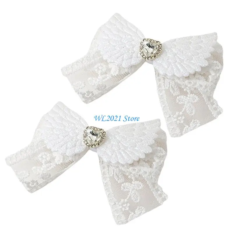 

G5GC Wing Hair Clip Bowknot Trend Headwear Sweet Balletcore Hairpin Women