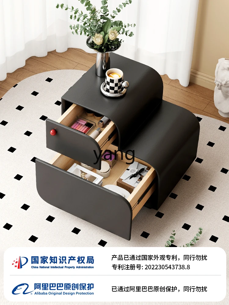 L'm'm High-End Exquisite Master Bedroom Children's Storage Box New Solid Wood Black Bedside Table