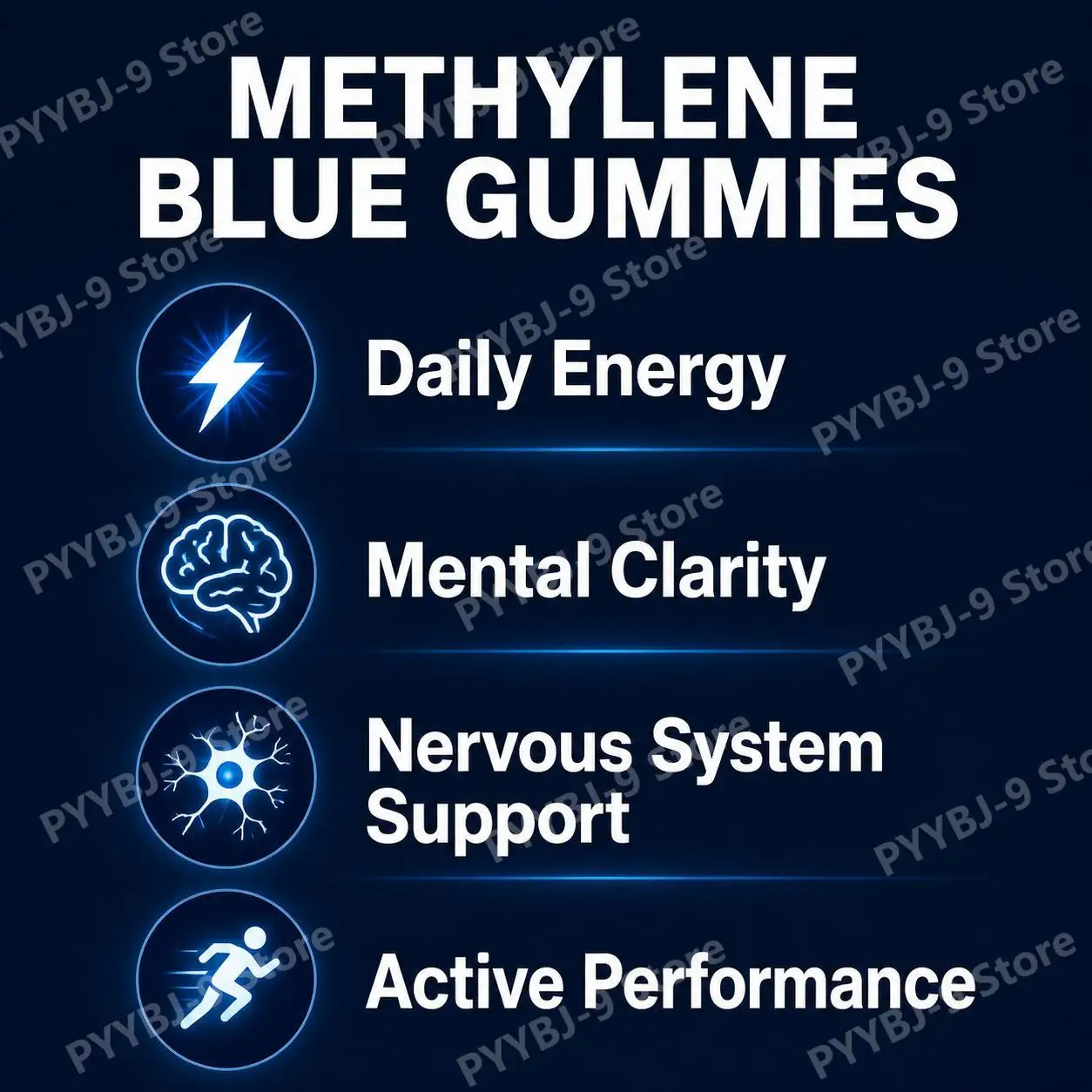 Methylene Blue Gummies with Benfotiamine, Alpha Lipoic Acid, Vitamin B6 & B12 for Mental Clarity and Nerve Health - 30 Gummies