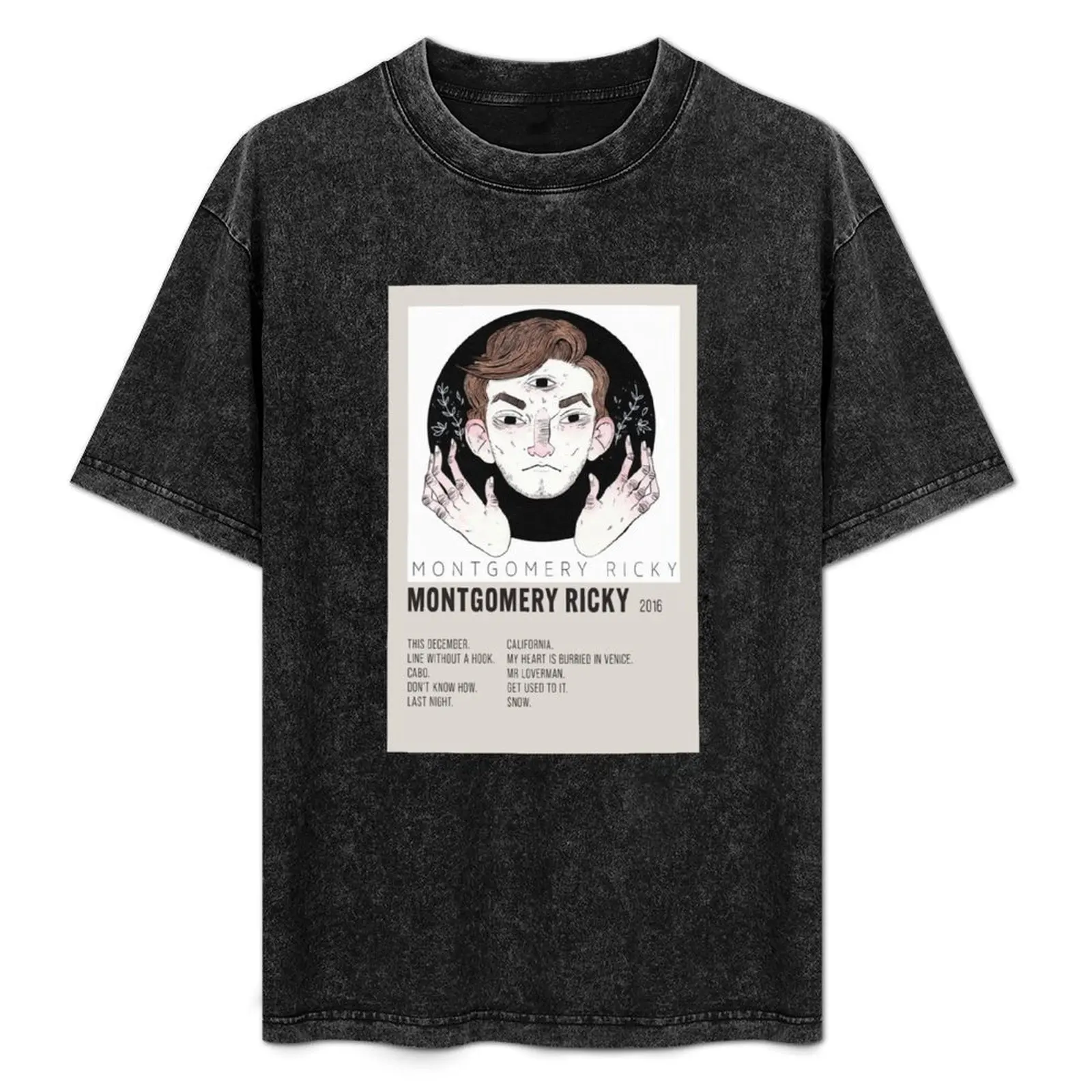 Camiseta con estampado minimalista de Montgomery Ricky Ricky, camiseta cómoda de manga corta para entrenamiento