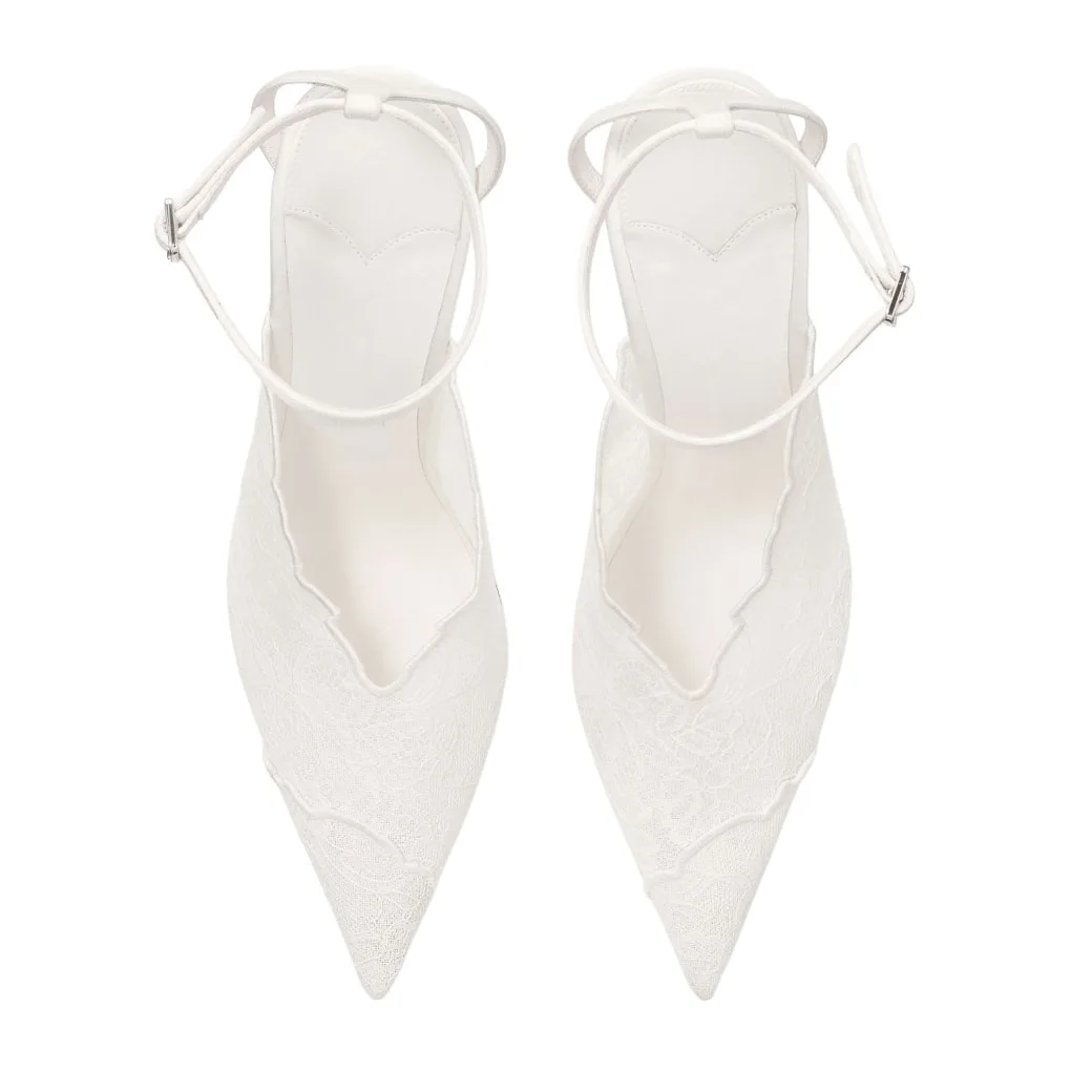 Kiva - Lace Embroidery Metal Pointed Heels Pink detail 10
