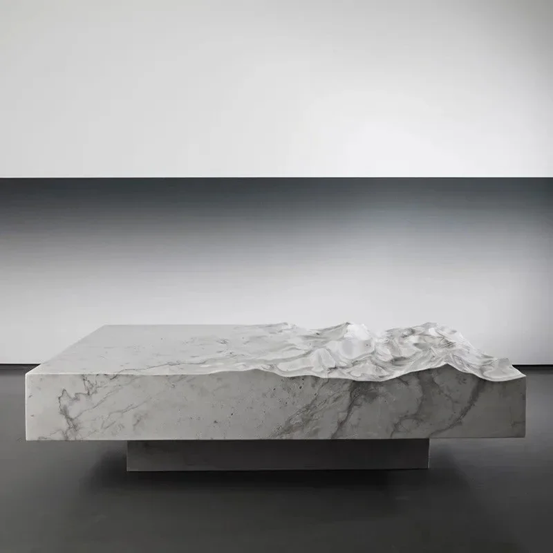 

Nordic simple marble wave coffee table personalized creative tea table living room light luxury