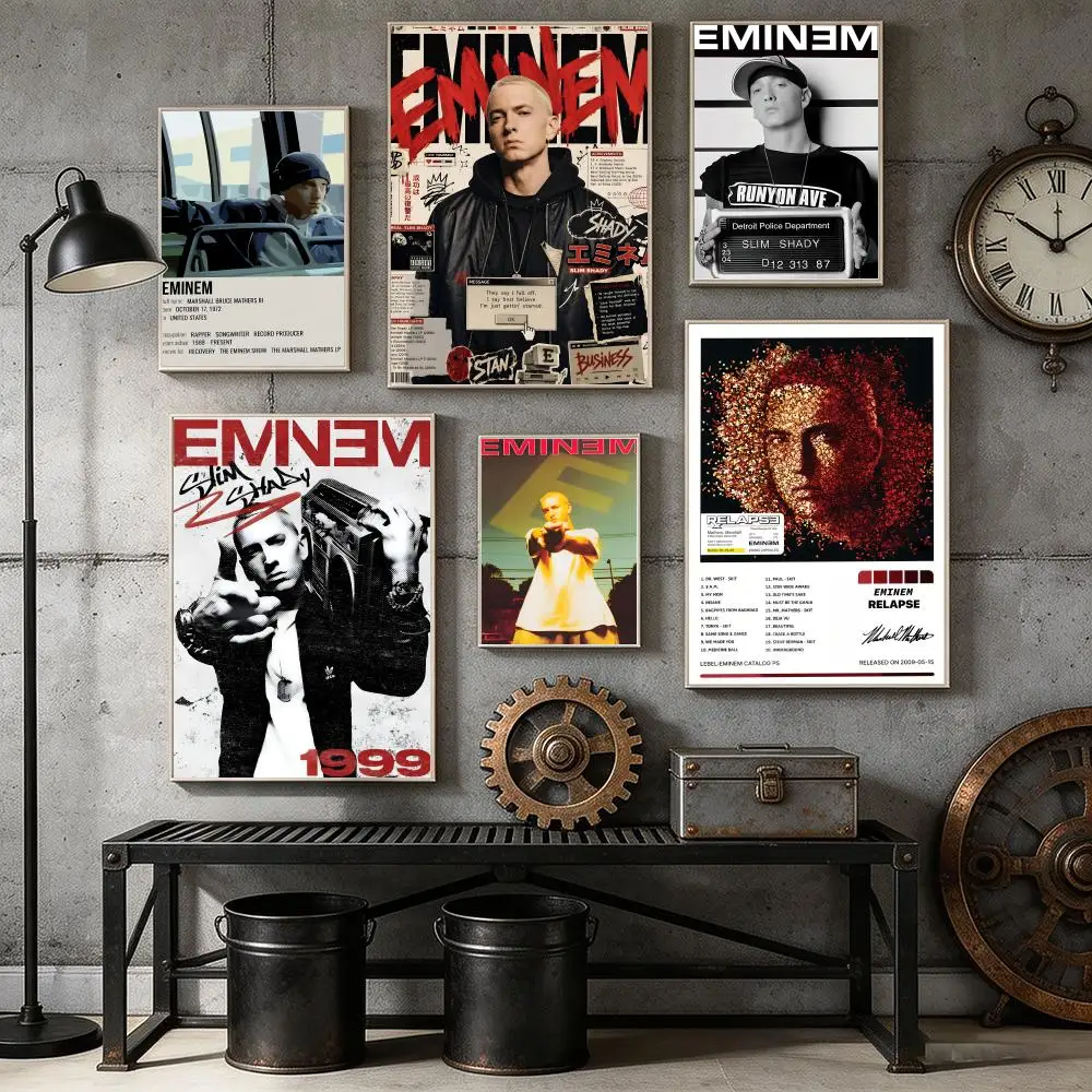 Singer Rapper E-Eminem Painting Calligraphy Canvas Poster Bedroom Living Room bar Hallway House interior Wall Decor