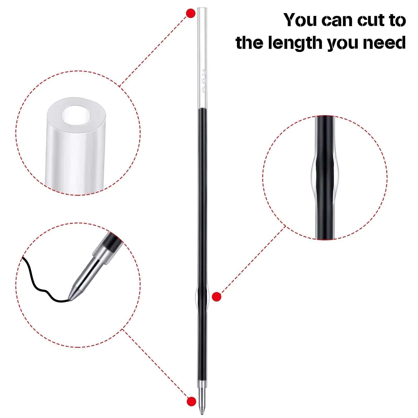 10 Stück 20 Stück 98MM Schwarz/Blau/Rot Nachfüllungen 2-in-1 Einziehbarer Kugelschreiber-Nachfüllstift 3,85 Zoll/9,8cm Touchscreen-Stylus-Nachfüllungen – Detail 3