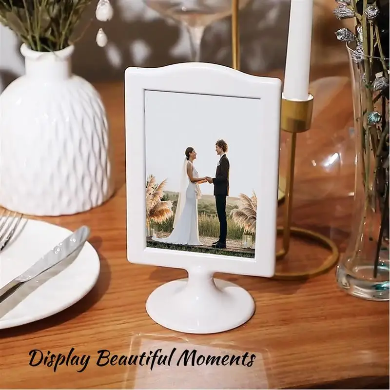 Imagem -03 - Frente e Verso em pé Picture Frame Pedestal Frames Photo Frames com Inserções Base Display Estável para Casamento Diário Nupcial 10 Pcs