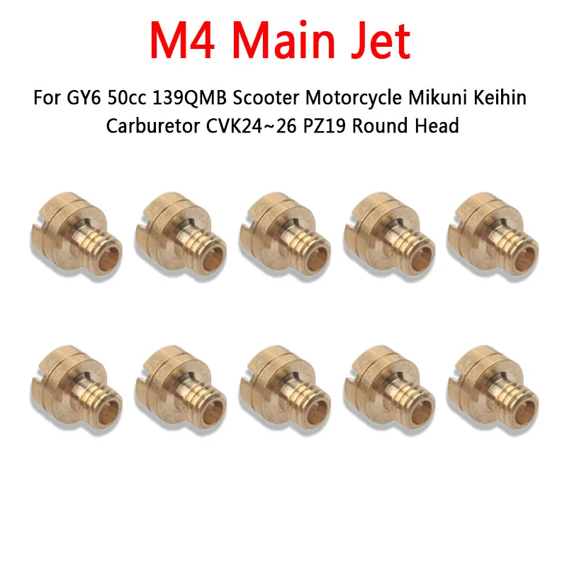 

10/20pcs M4 Main Jet 4mm For GY6 50cc 139QMB Scooter Mikuni Keihin Motorcycle Carburetor OKO KOSO PWK Nozzle Size from 50-145