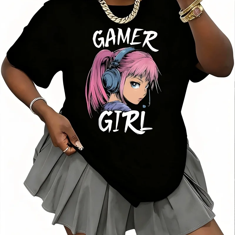 Gamer Girl Women's 100% Cotton T-Shirt Short Sleeve Top Casual Round Neck Fun Print Tee S-5Xl