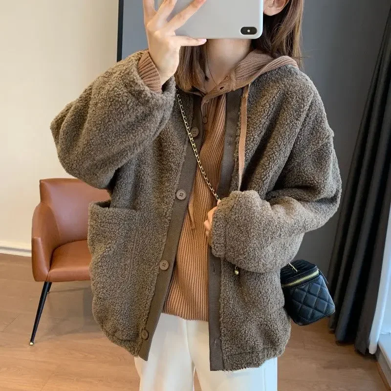 Lamb Wool Coat Female Autumn Winter 2024 High-Grade Feeling Super Good-Looking Polar Fleece Thickened Baseball Jacket